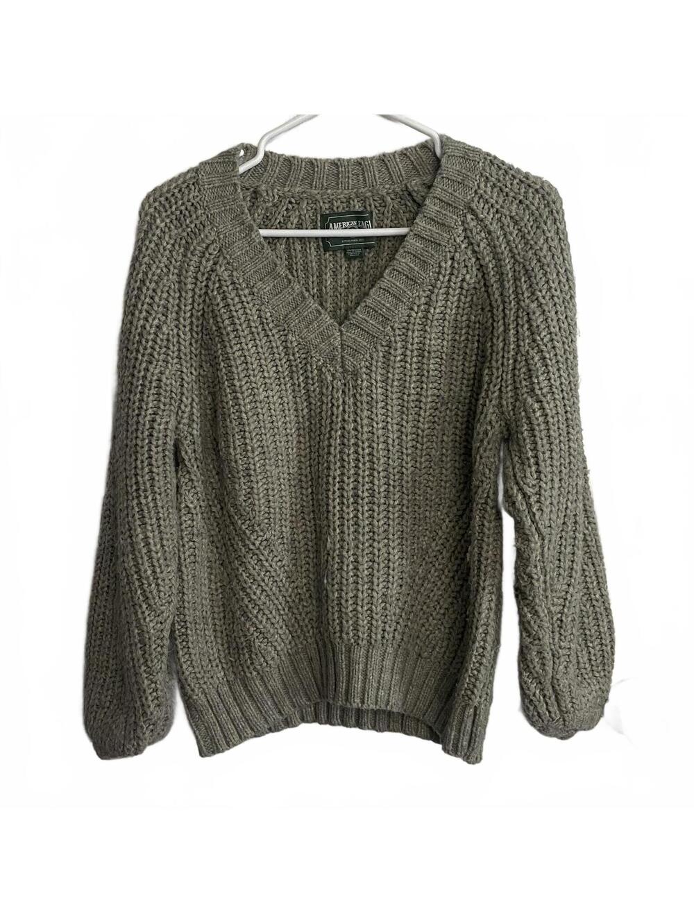 Vintage American Eagle Chunky Knit Sweater XS Cottagecore Grandpa Cozy Pullover